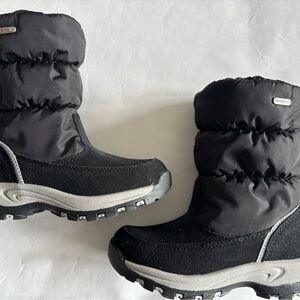 Toddler Black Winter Snow Boots with Silver Accents
